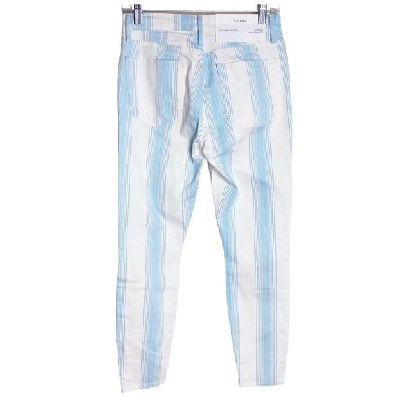 FRAME NWT $230 Le High Skinny Crop Stripe Jeans Blue White Ombré Size 27 - Picture 10 of 13